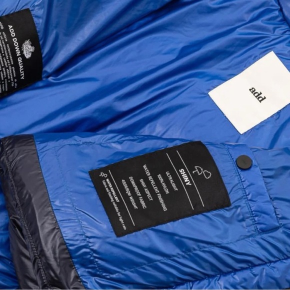 NEW Add Short Down Puffer Jacket with Contrast Collar Blue - Picture 5 of 7